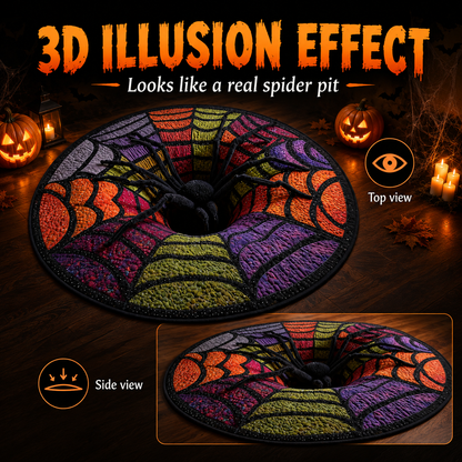 🕷️ 3D Spider Illusion Halloween Rug — Create A Spooky “Vortex” Effect That Terrifies Every Guest 🎃