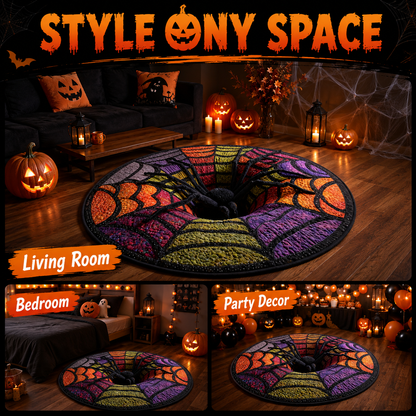 🕷️ 3D Spider Illusion Halloween Rug — Create A Spooky “Vortex” Effect That Terrifies Every Guest 🎃