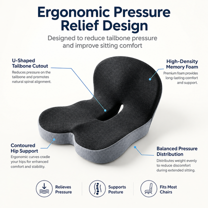 🔥50% off on the last day| Sitting All Day? This Cushion Helps Relieve Back & Tailbone Pressure Instantly