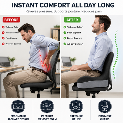🔥50% off on the last day| Sitting All Day? This Cushion Helps Relieve Back & Tailbone Pressure Instantly