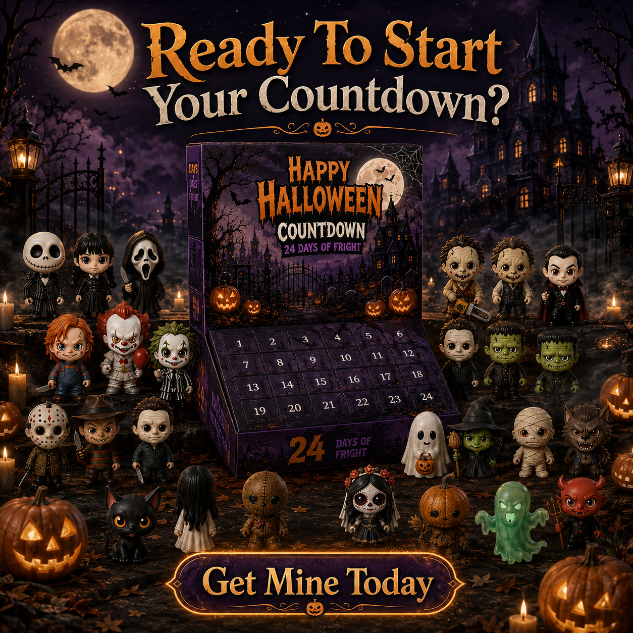 🔥Limited 50% OFF🎃👻Spooky Countdown 🕯️|🎃 24 Days of Halloween Surprises👻One Surprise a Day.🔥 Endless Halloween Fun.🌟