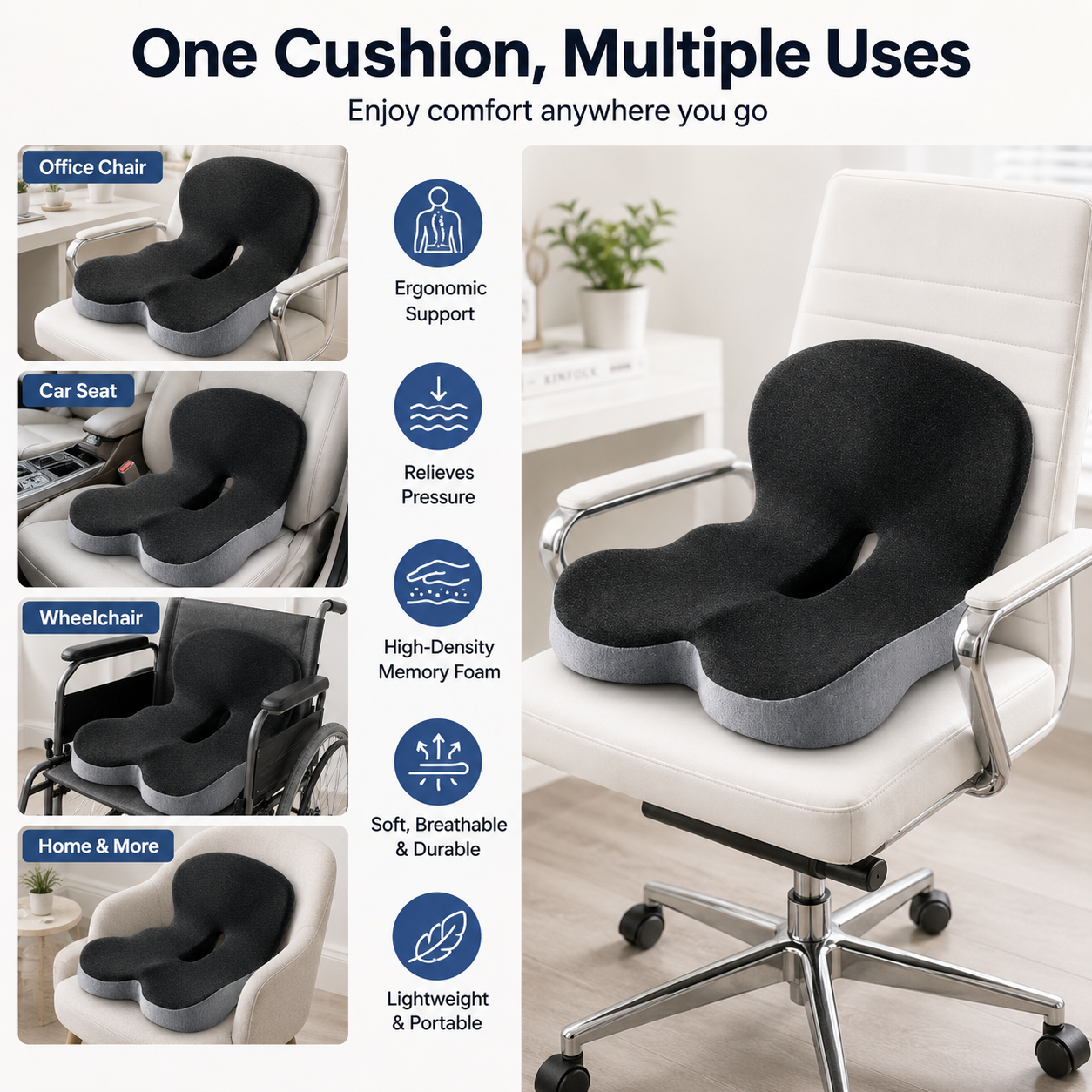 🔥50% off on the last day| Sitting All Day? This Cushion Helps Relieve Back & Tailbone Pressure Instantly