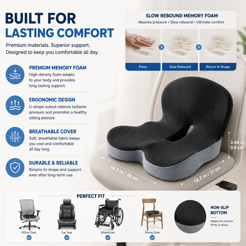 🔥50% off on the last day| Sitting All Day? This Cushion Helps Relieve Back & Tailbone Pressure Instantly