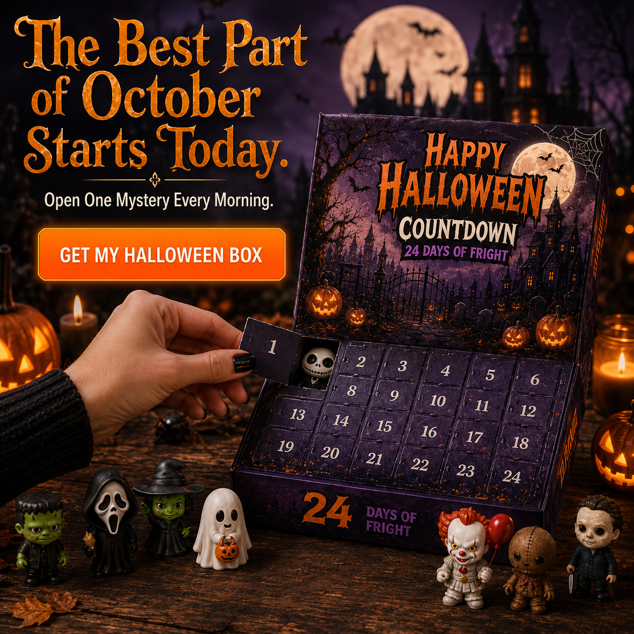 🔥Limited 50% OFF🎃👻Spooky Countdown 🕯️|🎃 24 Days of Halloween Surprises👻One Surprise a Day.🔥 Endless Halloween Fun.🌟