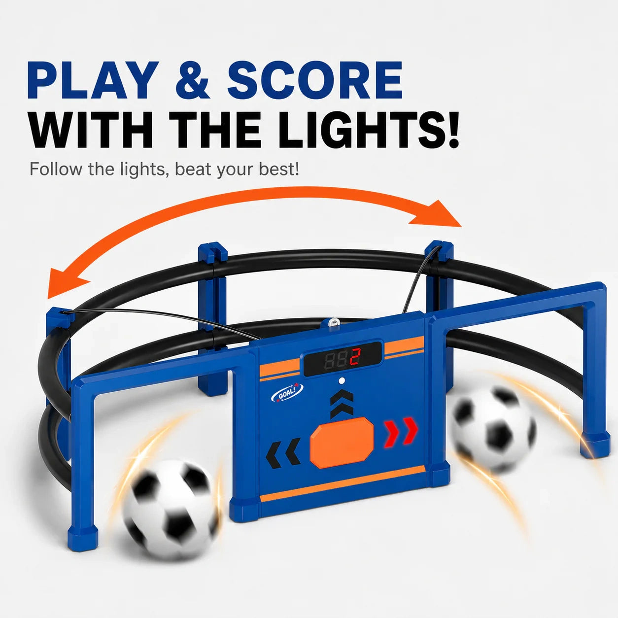 Soccer Round-About Interactive Soccer Training Game with Auto Scoring, LED Lights & Projector – Indoor & Outdoor Soccer Toy for Kids