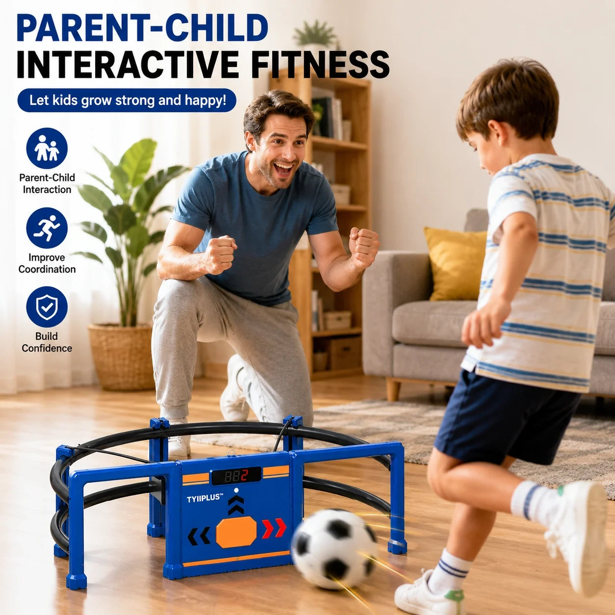 Soccer Round-About Interactive Soccer Training Game with Auto Scoring, LED Lights & Projector – Indoor & Outdoor Soccer Toy for Kids