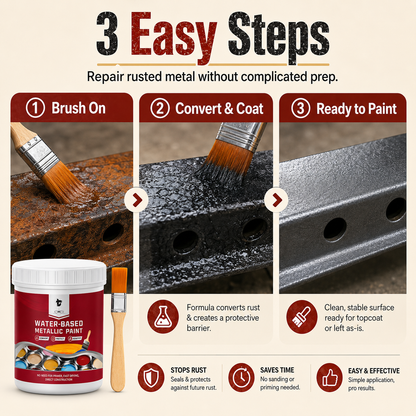 🛡️ Water-Based Rust Converter & Metallic Paint – Stop Rust. Restore Metal.