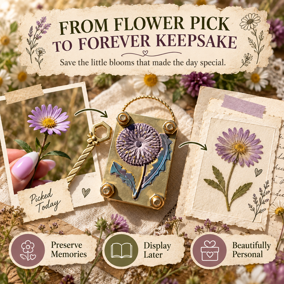 🌼Mini Flower Press Keepsake for Tiny Blooms & Petals