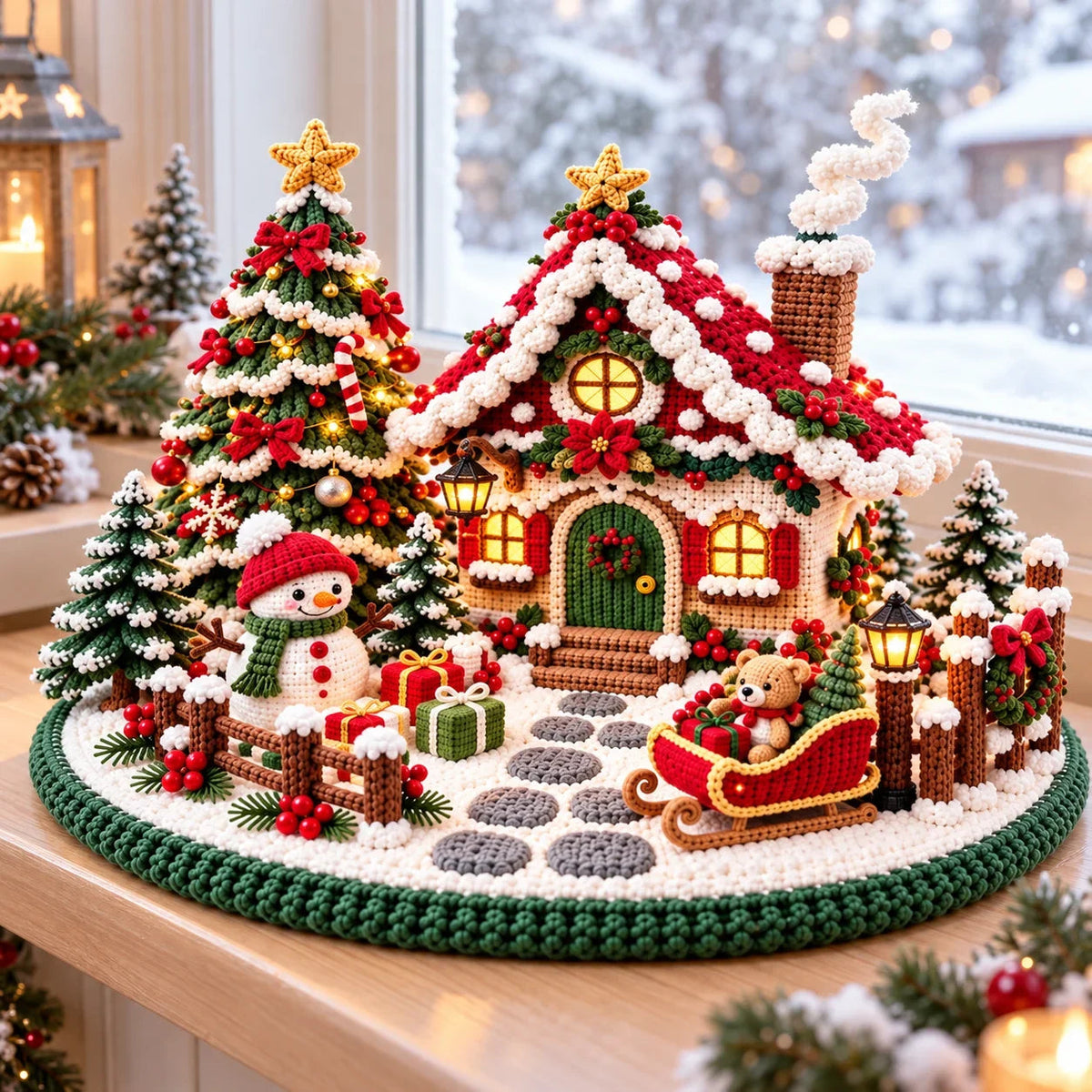Crochet Christmas Chalet Winter Village Pattern - Amigurumi