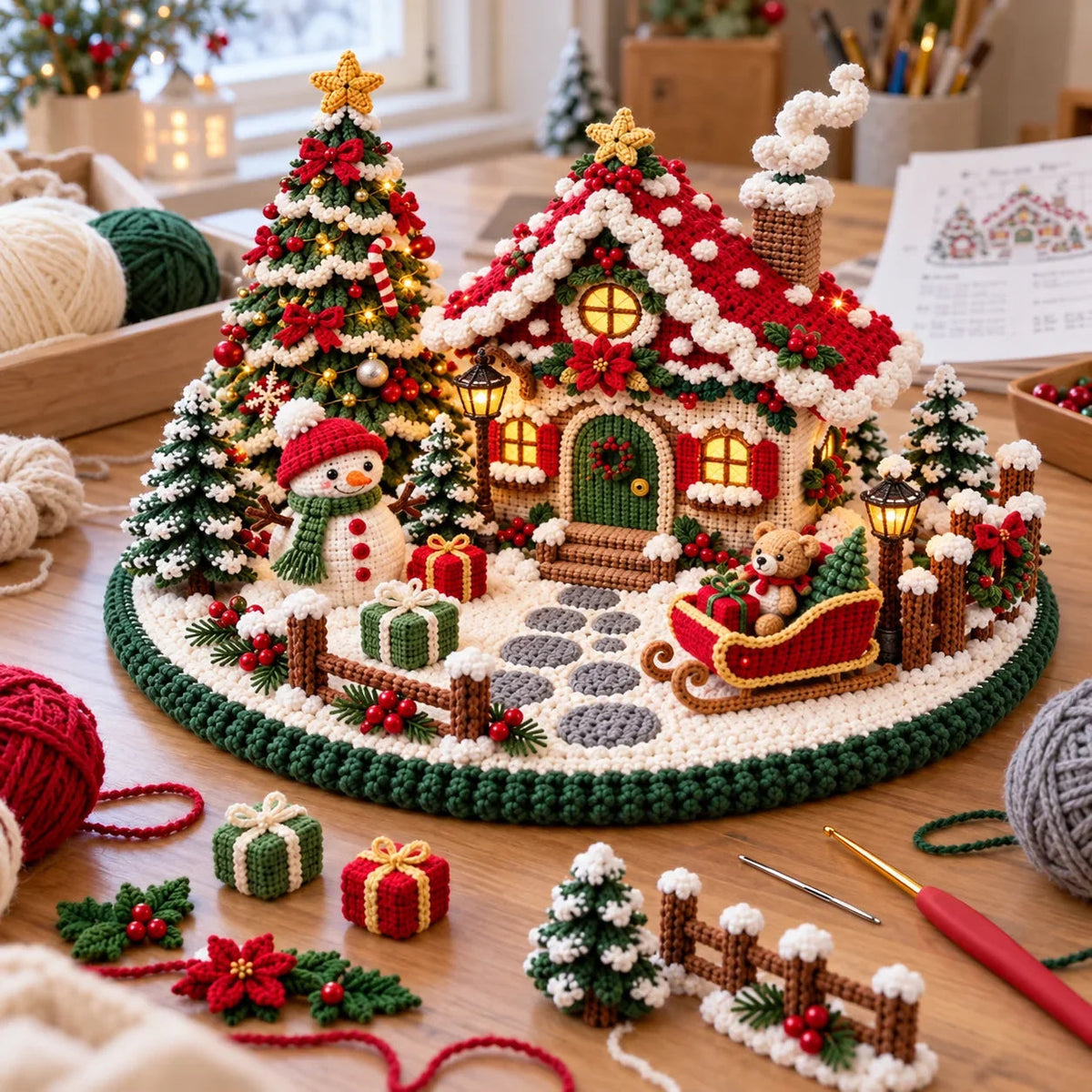 Crochet Christmas Chalet Winter Village Pattern - Amigurumi