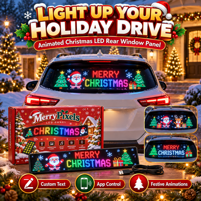 🎄 Animated Christmas LED Rear Window Panel – App Controlled Car Display