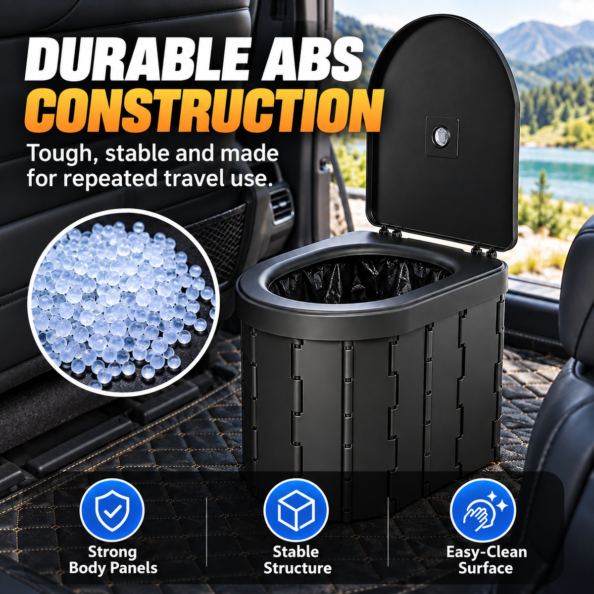 🚗 Portable Folding Car Toilet – Compact Travel & Camping Emergency Toilet