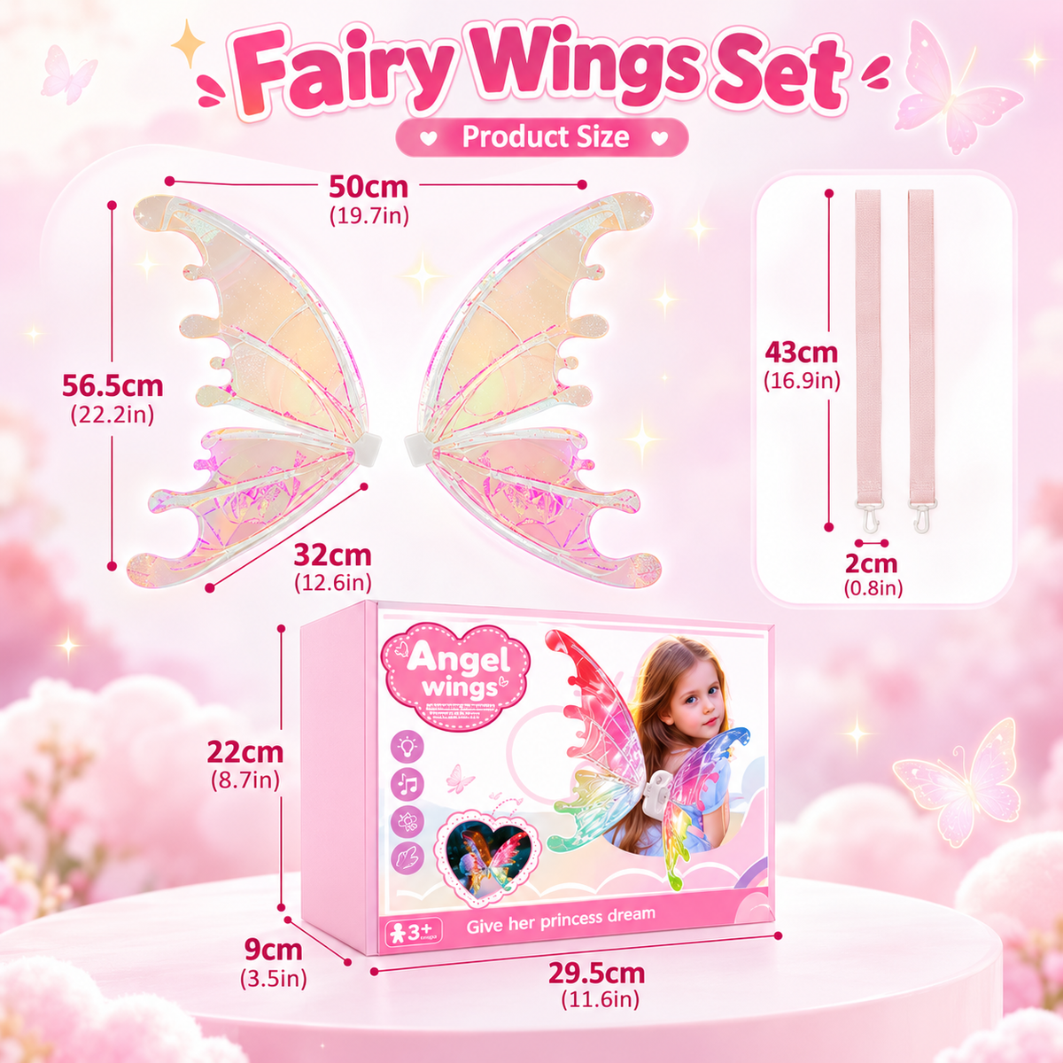 🦋 Magical Moving Butterfly Wings – Light Up Fairy Costume For Kids & Parties