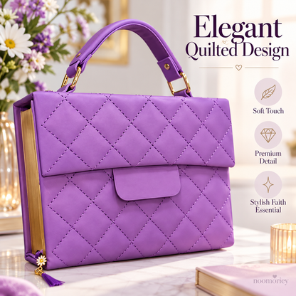 💜 50% OFF ✨ Elegant Quilted Bible Cover with Handle – Beautiful Bible Protector & Faith-Inspired Gift