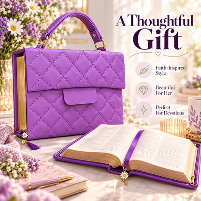 💜 50% OFF ✨ Elegant Quilted Bible Cover with Handle – Beautiful Bible Protector & Faith-Inspired Gift