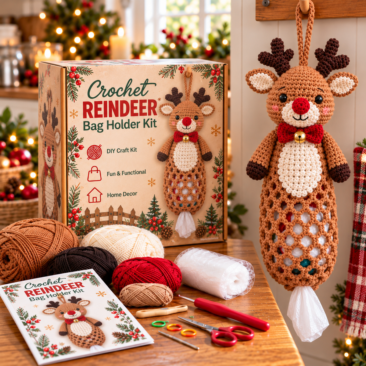 🎄🧶 Stitch a Little Christmas Helper | Crochet Bag Holder DIY Kit