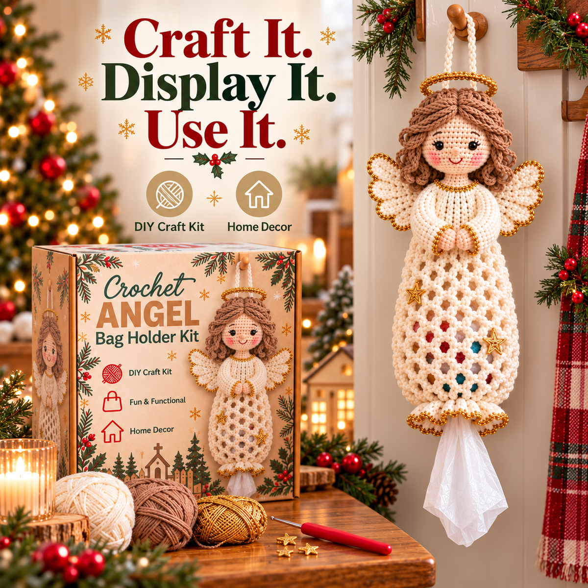 🎄🧶 Stitch a Little Christmas Helper | Crochet Bag Holder DIY Kit