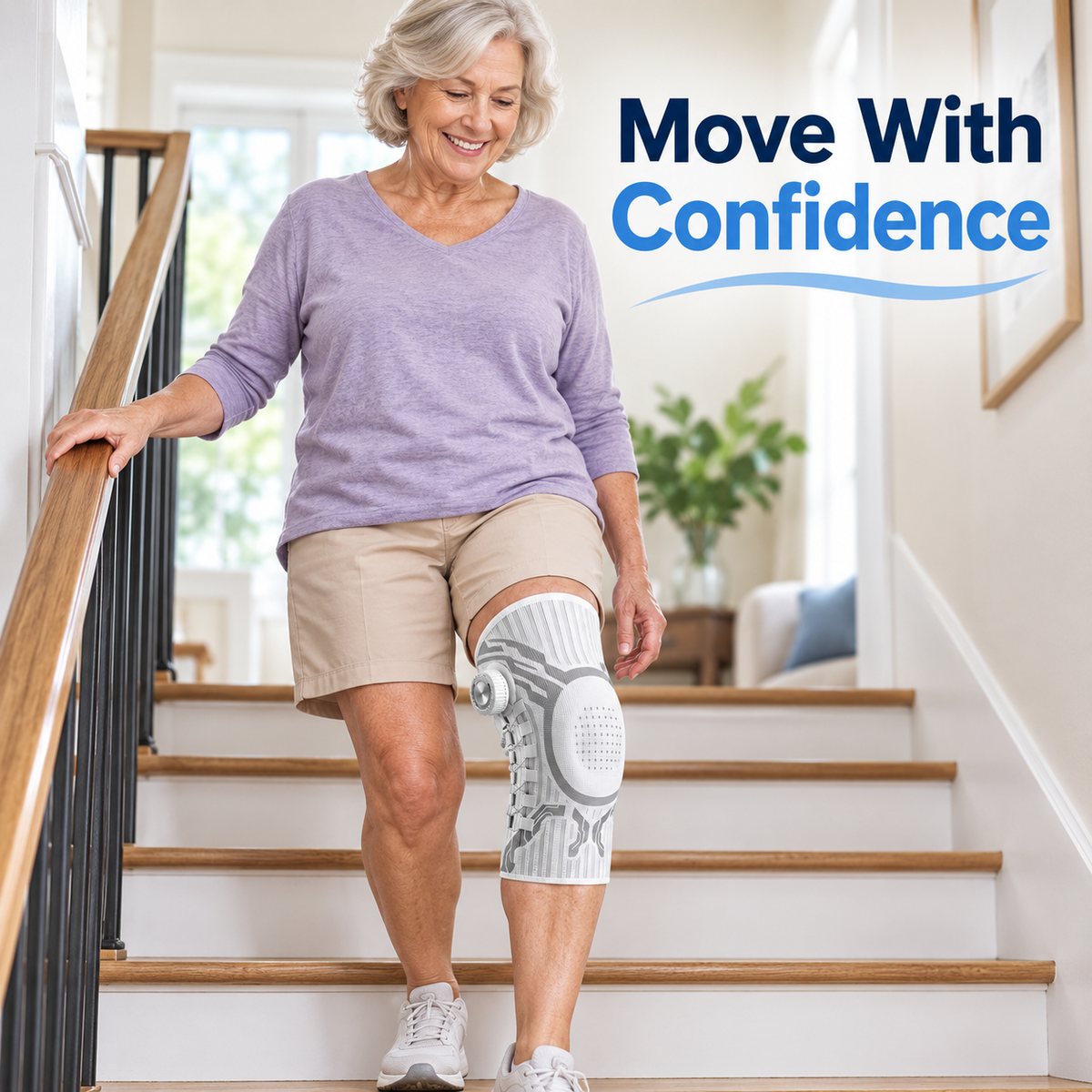 🦵 Adjustable Knee Support Brace with Dial Fit for Walking & Stairs