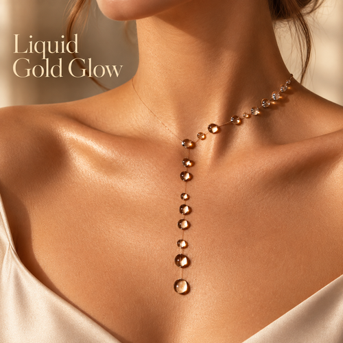 ✨ Floating Droplet Y-Necklace with Elegant Asymmetrical Crystal Bead Design