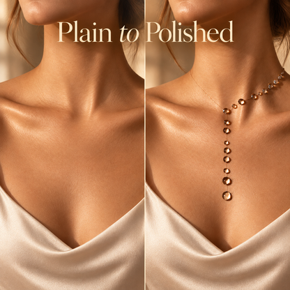 ✨ Floating Droplet Y-Necklace with Elegant Asymmetrical Crystal Bead Design