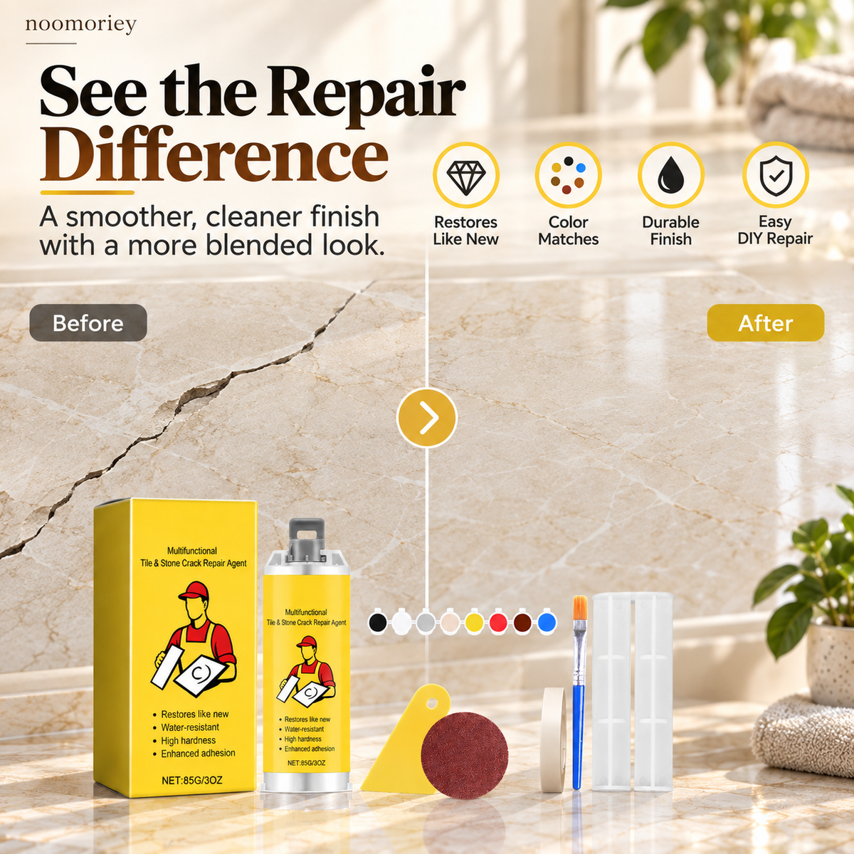 🔥Quick-Drying Tile Repair Glue - Complete Tool Kit for DIY – Fix Cracks Permanently in Minutes!✨