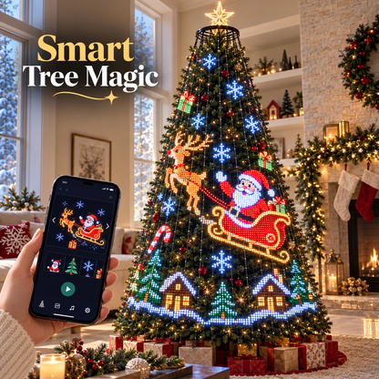 🎄 App-Controlled Christmas Tree LED Light Display with Animated Holiday Scenes