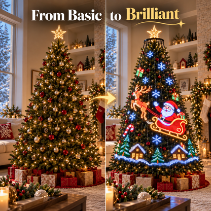 🎄 App-Controlled Christmas Tree LED Light Display with Animated Holiday Scenes