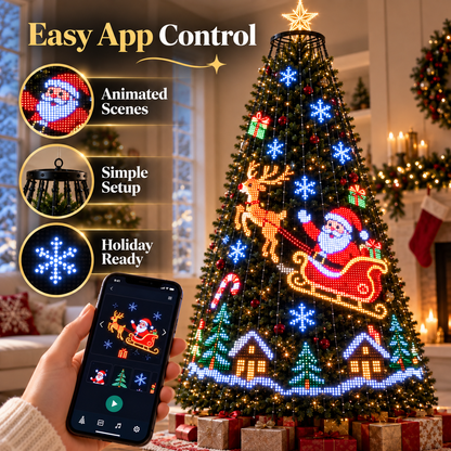 🎄 App-Controlled Christmas Tree LED Light Display with Animated Holiday Scenes