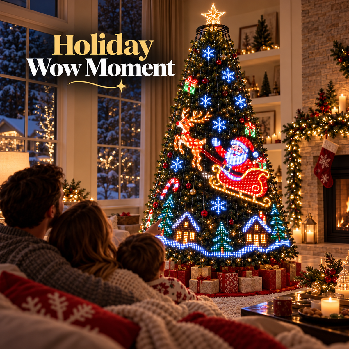 🎄 App-Controlled Christmas Tree LED Light Display with Animated Holiday Scenes