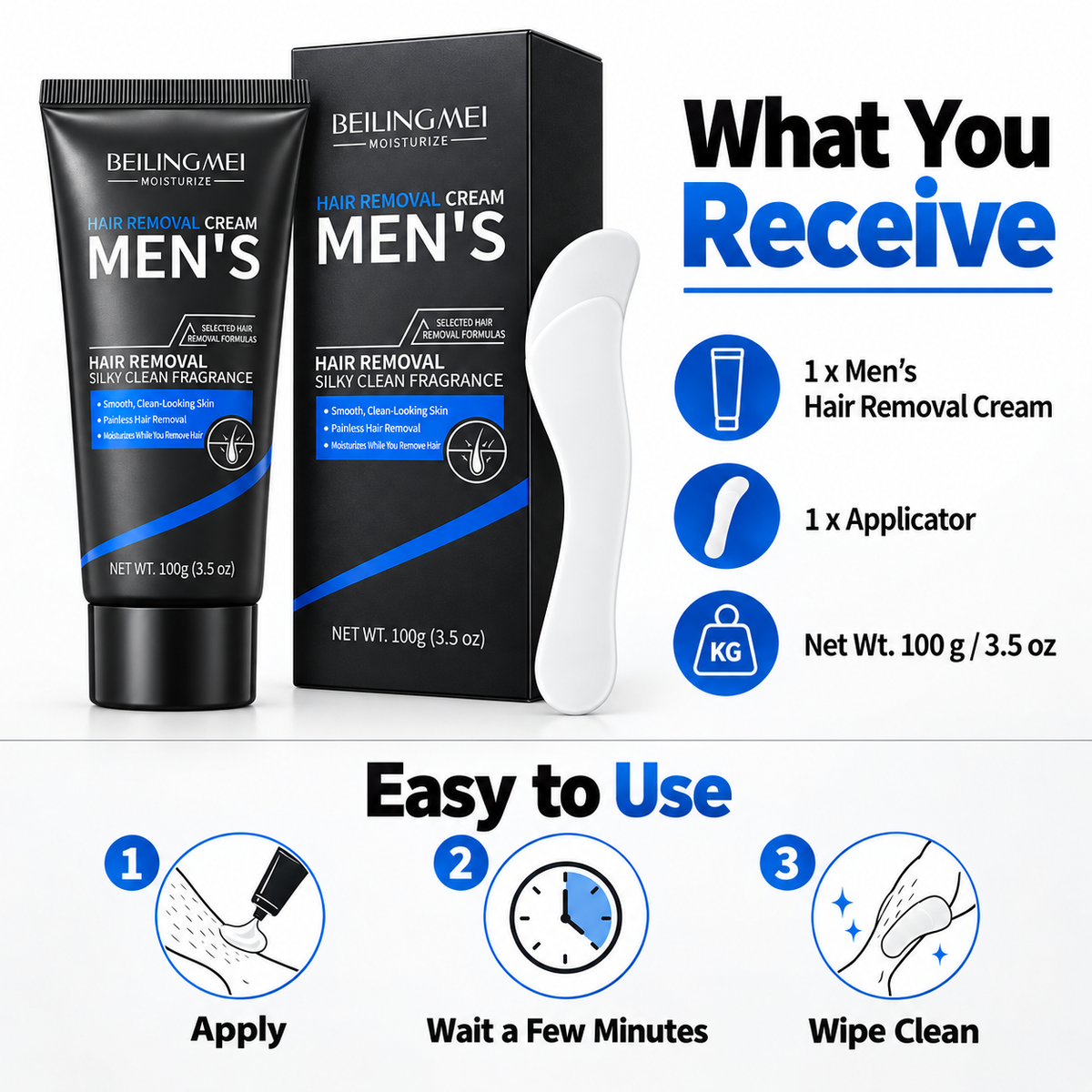 Men’s Hair Removal Cream – Smooth, Clean-Looking Skin for Chest, Arms, Legs & Back