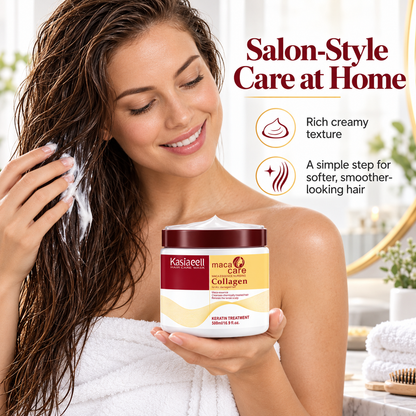 ✨ Collagen Hair Mask with Maca Essence, 500ml / 16.9 fl oz – Deep Conditioning Keratin Treatment for Dry, Damaged & Chemically Treated Hair, Moisturizing Hair Care Mask 💛