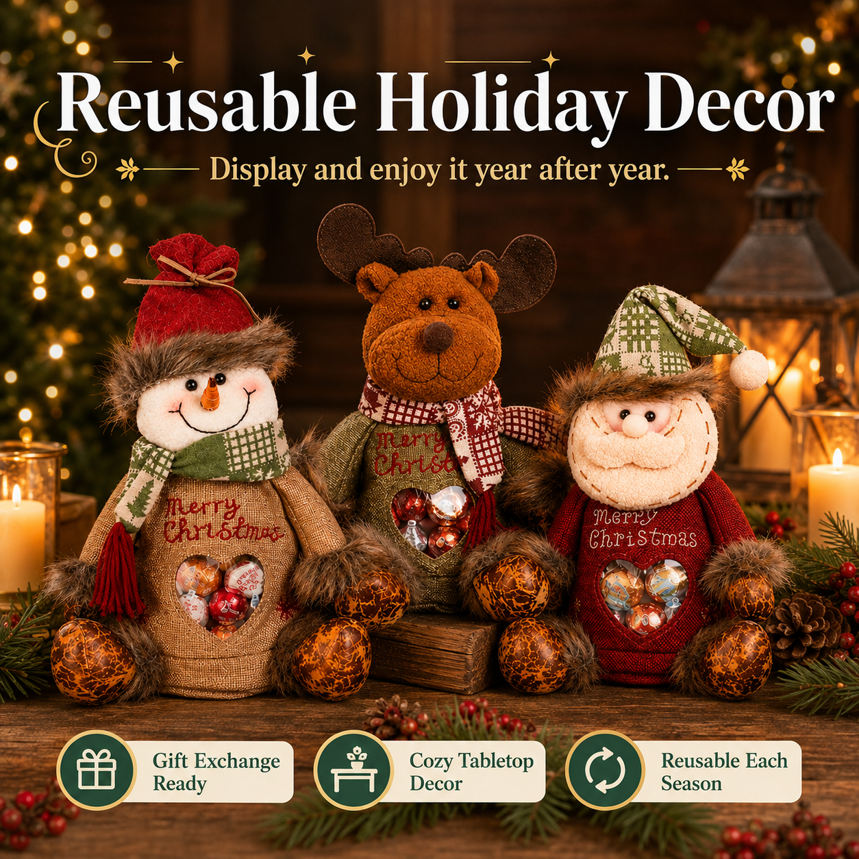 🎁 Reusable Christmas Gift Bags with Zipper Closure – Easy Holiday Wrapping