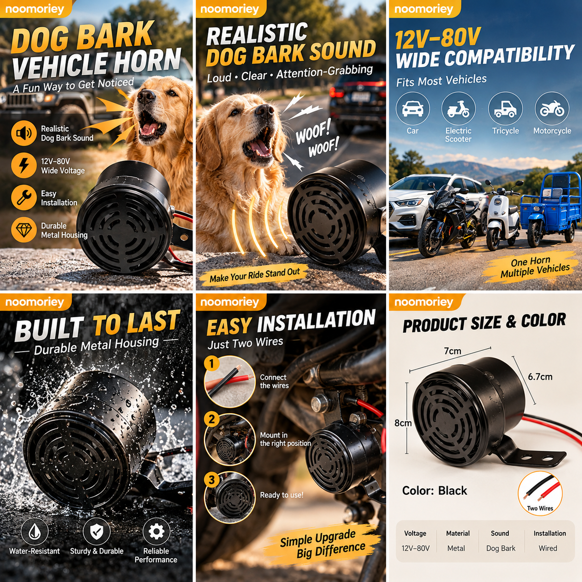 💯 🔥Dog Barking Horn Car Horn Reversing 12V-80V Universal Motorcycle Electric Vehicle Horn Trumpet