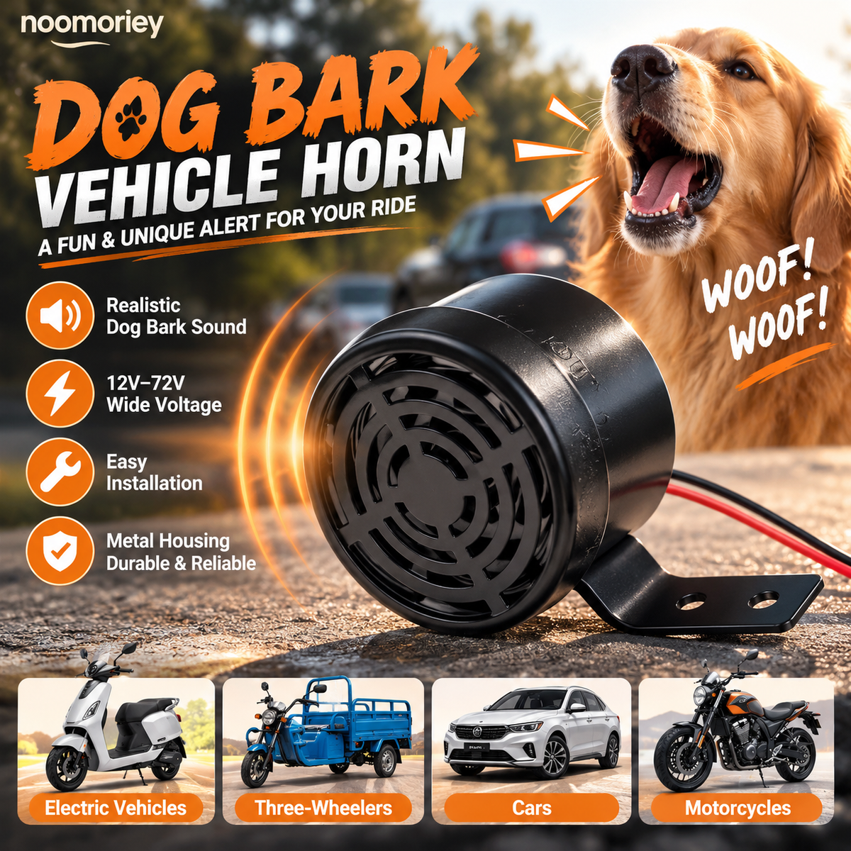 💯 🔥Dog Barking Horn Car Horn Reversing 12V-80V Universal Motorcycle Electric Vehicle Horn Trumpet