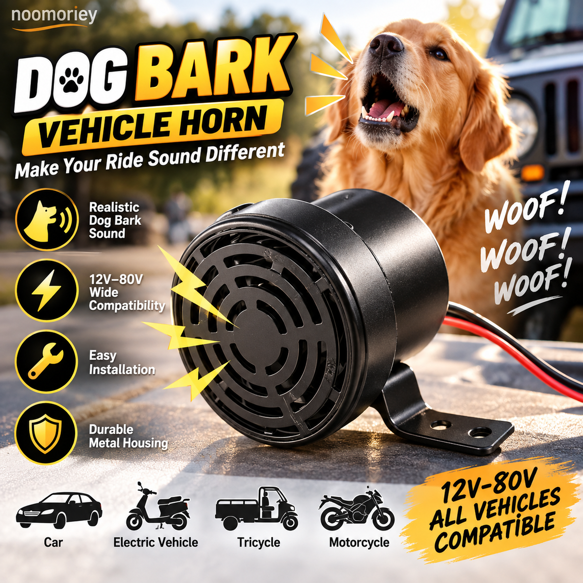 💯 🔥Dog Barking Horn Car Horn Reversing 12V-80V Universal Motorcycle Electric Vehicle Horn Trumpet