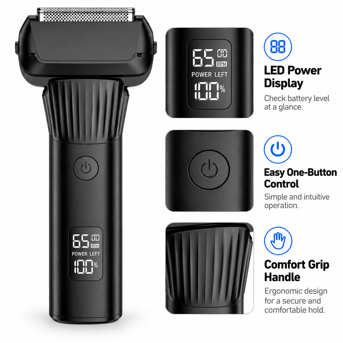 ⚡ Rechargeable Electric Foil Shaver for Men – Smooth Close Shave, LED Power Display & Travel-Friendly Design 🪒