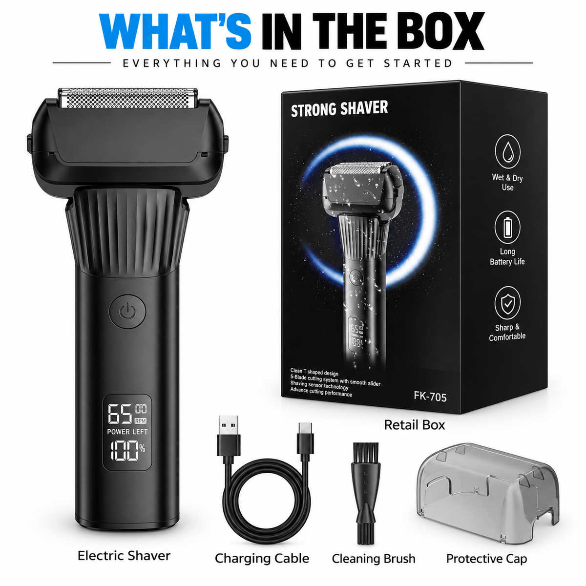 ⚡ Rechargeable Electric Foil Shaver for Men – Smooth Close Shave, LED Power Display & Travel-Friendly Design 🪒