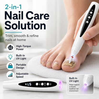 💅 2-in-1 Electric Nail Drill with UV Gel Light – Portable Manicure & Pedicure Kit ✨