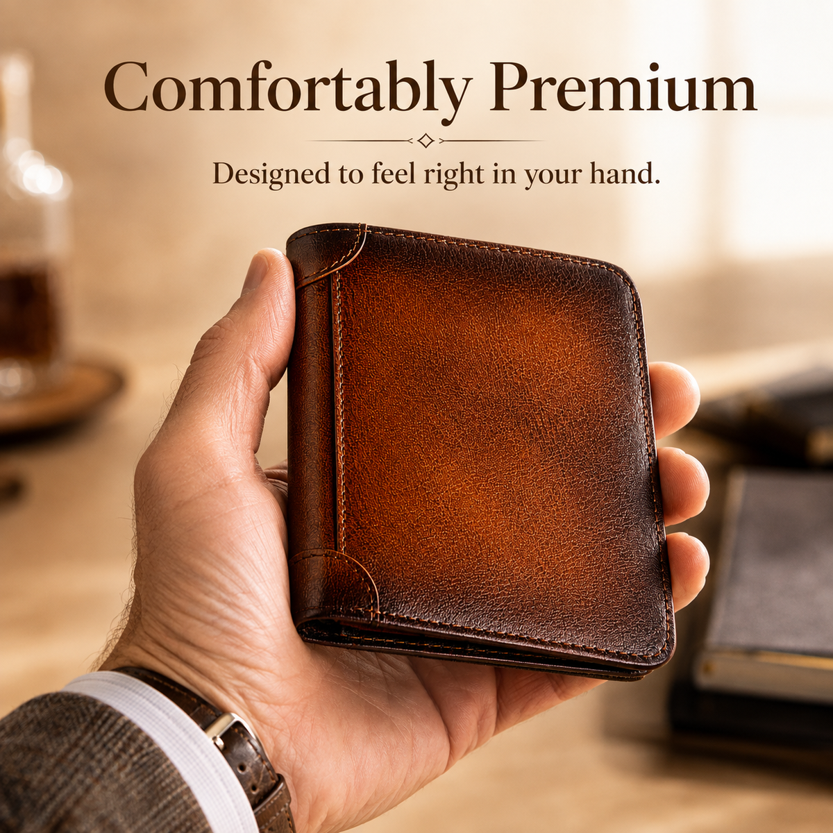 💳 Genuine Cowhide Leather Wallet with 11 Card Slots and Dual ID Windows