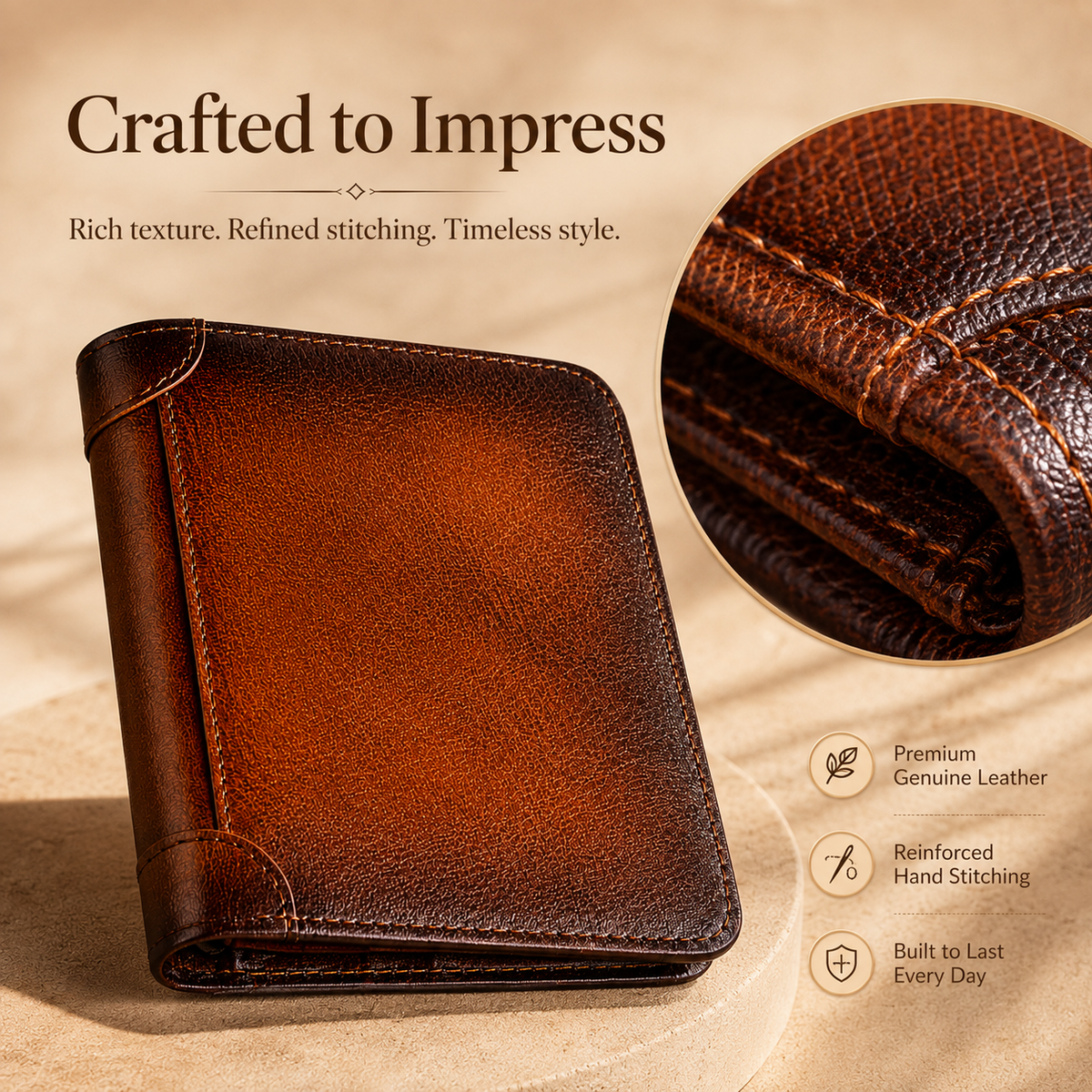 💳 Genuine Cowhide Leather Wallet with 11 Card Slots and Dual ID Windows