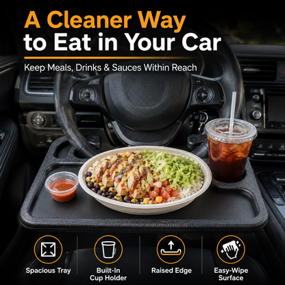 🔥 50% OFF 2-in-1 Steering Wheel Tray 🚗 Work, Eat & Stay Organized On the Go