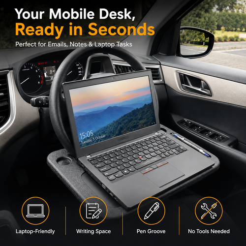 🔥 50% OFF 2-in-1 Steering Wheel Tray 🚗 Work, Eat & Stay Organized On the Go