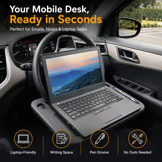 🔥 50% OFF 2-in-1 Steering Wheel Tray 🚗 Work, Eat & Stay Organized On the Go