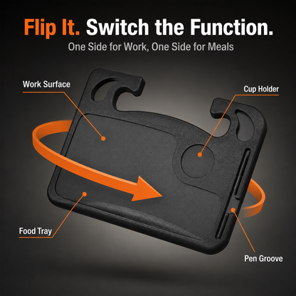 🔥 50% OFF 2-in-1 Steering Wheel Tray 🚗 Work, Eat & Stay Organized On the Go