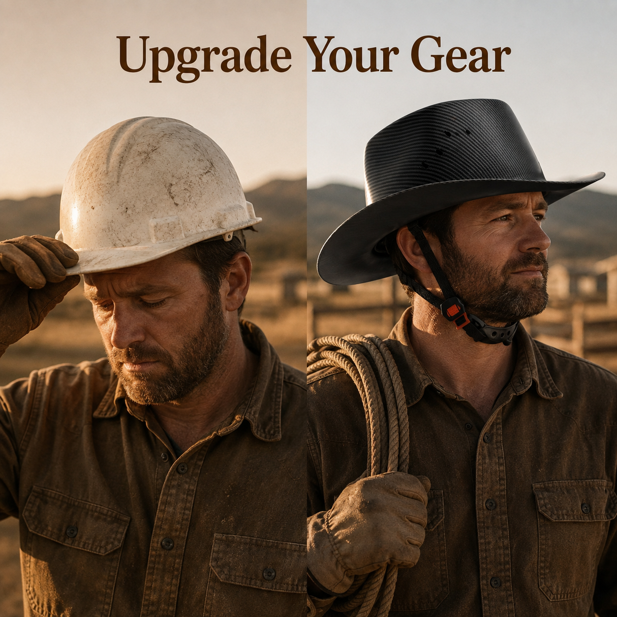 🤠 Ventilated Cowboy Safety Hat with Chin Strap for Yard Work & Home DIY