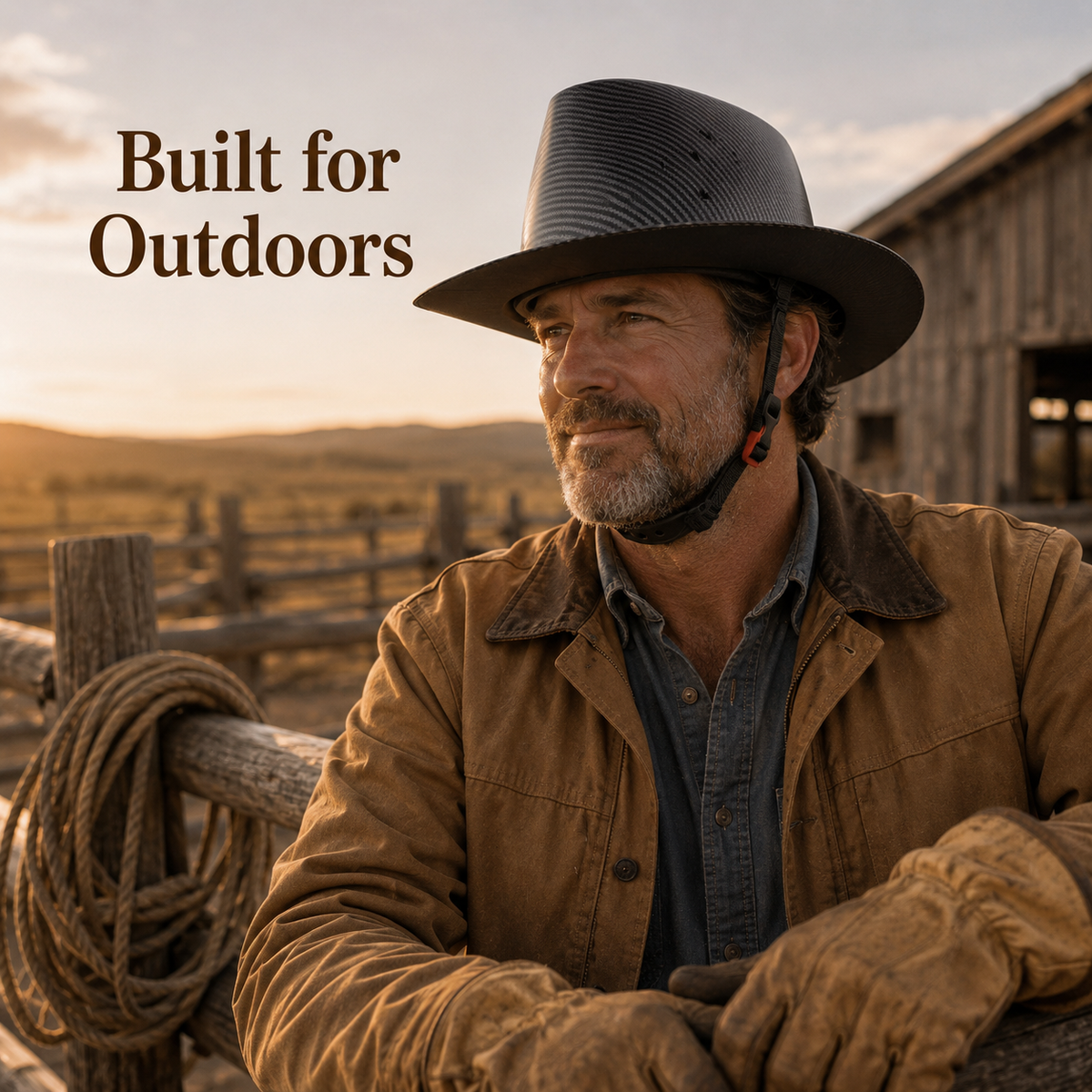 🤠 Ventilated Cowboy Safety Hat with Chin Strap for Yard Work & Home DIY