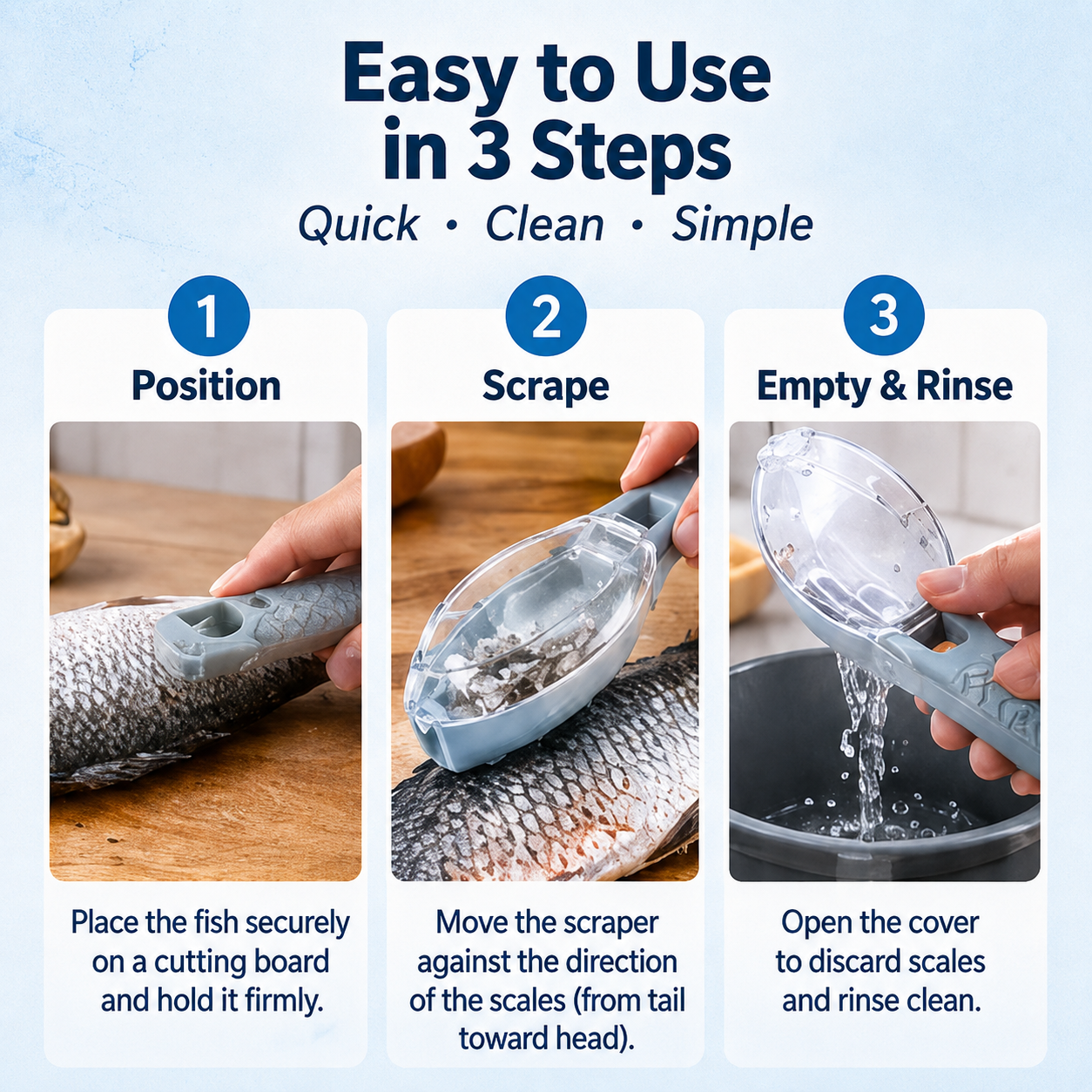 🐟 Mess-Free Fish Scale Scraper – Faster & Easier Cleaning, No Flying Scales ✨