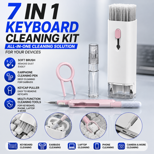 7-in-1 Keyboard Cleaning Kit – Multi-Function Cleaning Brush & Earphone Cleaning Tool