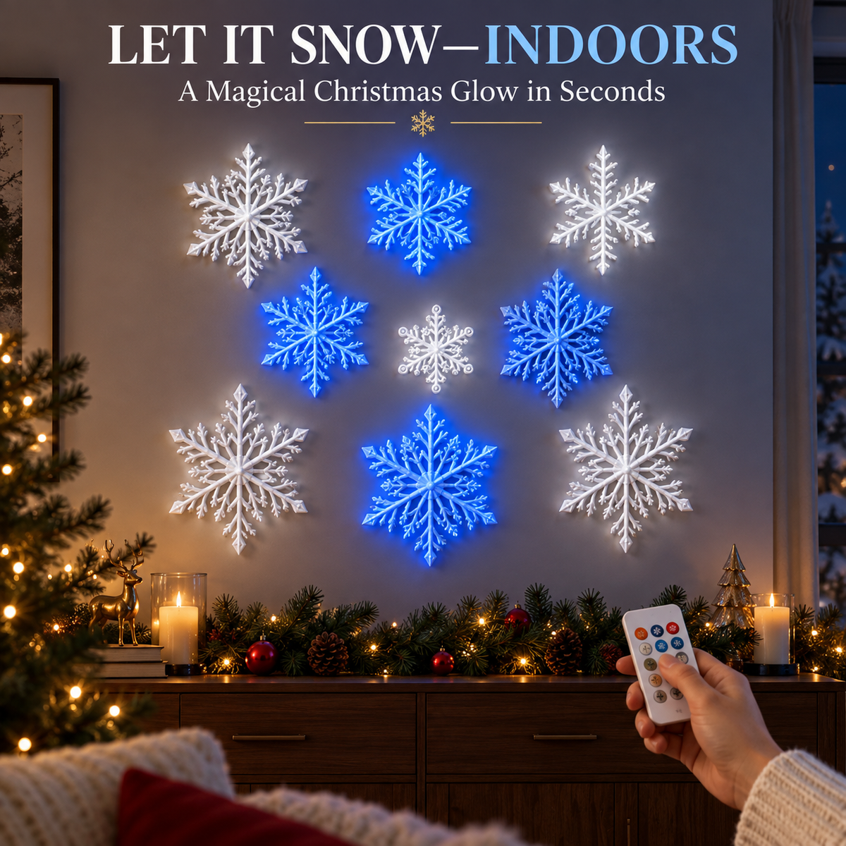 ❄️ LED Snowflake Wall Lights – Magical Christmas Home Decor