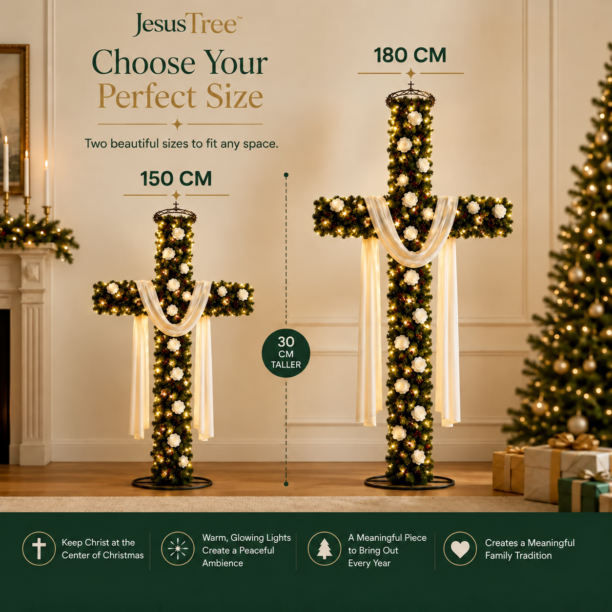 JesusTree Christmas Cross 150cm and 180cm sizes